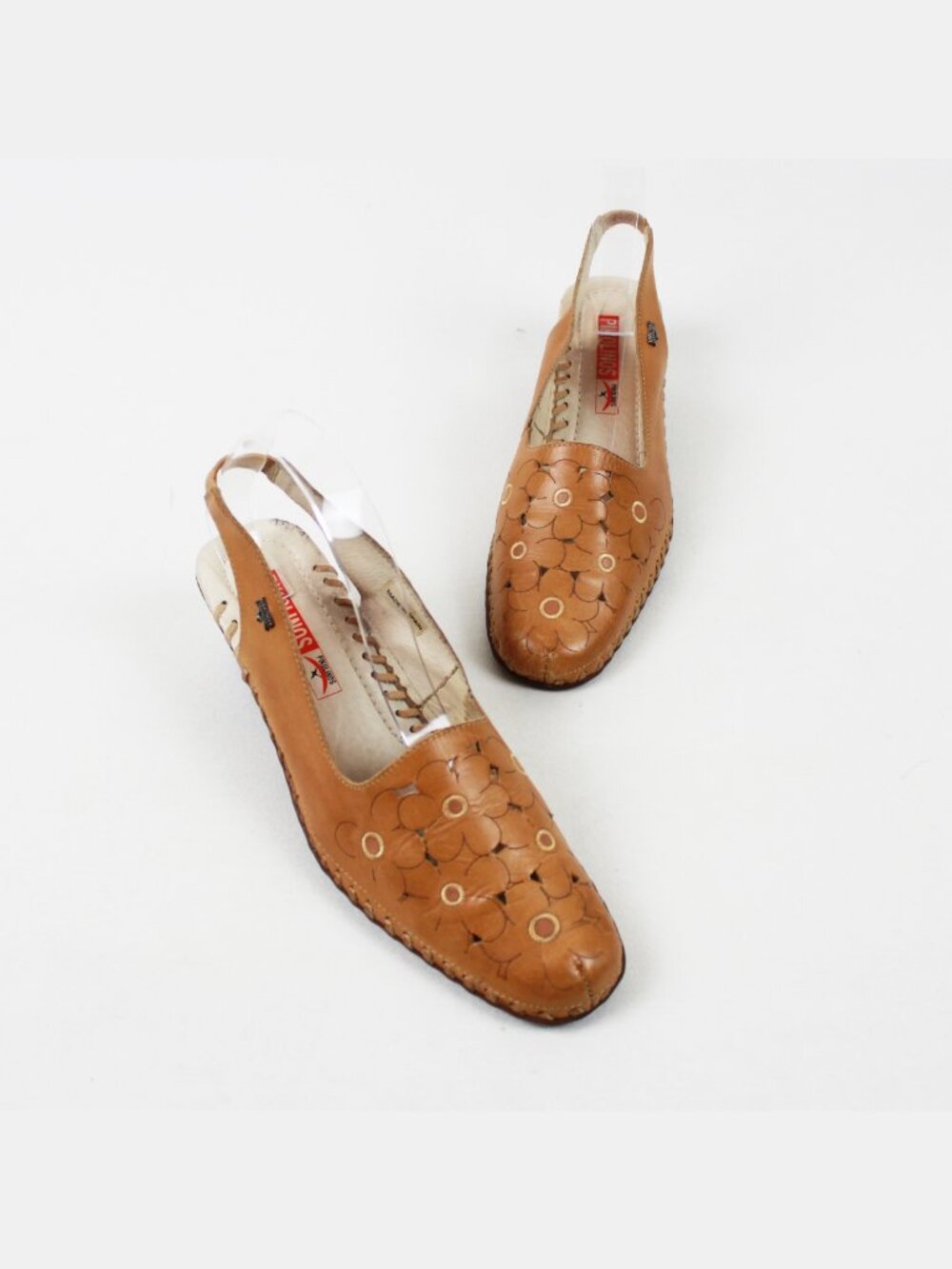 Pikolinos Leather Floral Cutout Low Heel Slingback Shoes